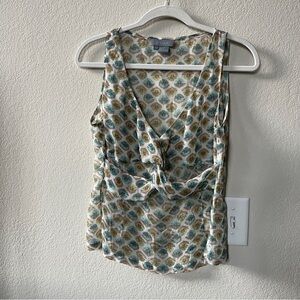Eccoci Y2K Sheer Silk Floral Sleeveless V-neck Blouse
